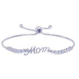 Accents Silver-Plated Diamond Accent Mom Adjustable Bracelet