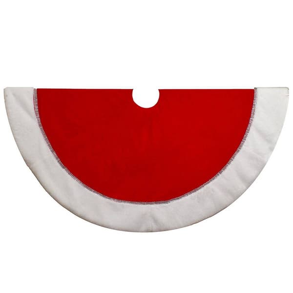 Kurt Adler 48in. Traditional Red w/ White Border Tree Skirt