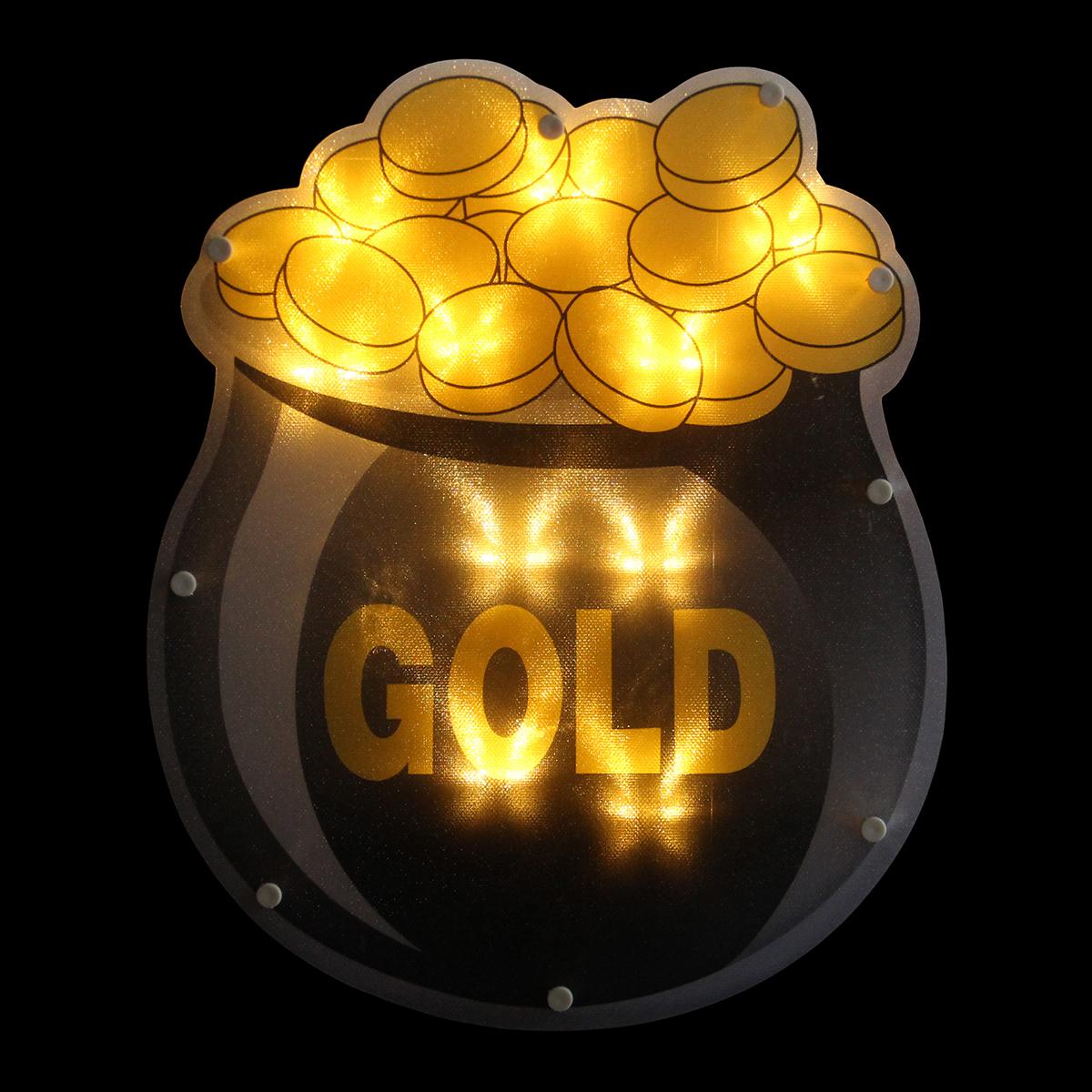 Northlight LED St. Patrickft.s Day Pot of Gold Window Silhouette