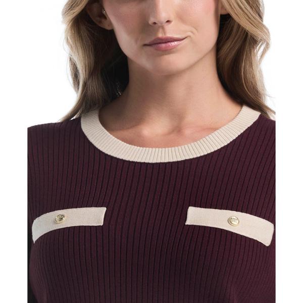 Womens Rafaella® 3/4 Sleeve Contrast Trim Sweater