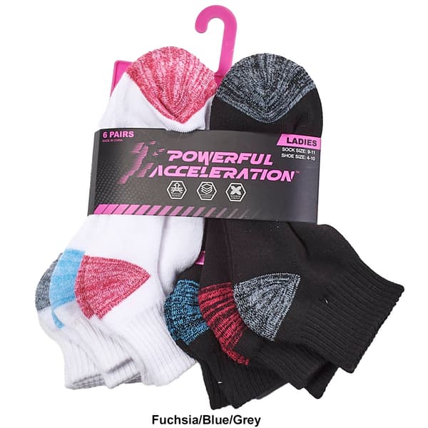 Womens Powerful Acceleration 6pk. Half Cushion Quarter Socks