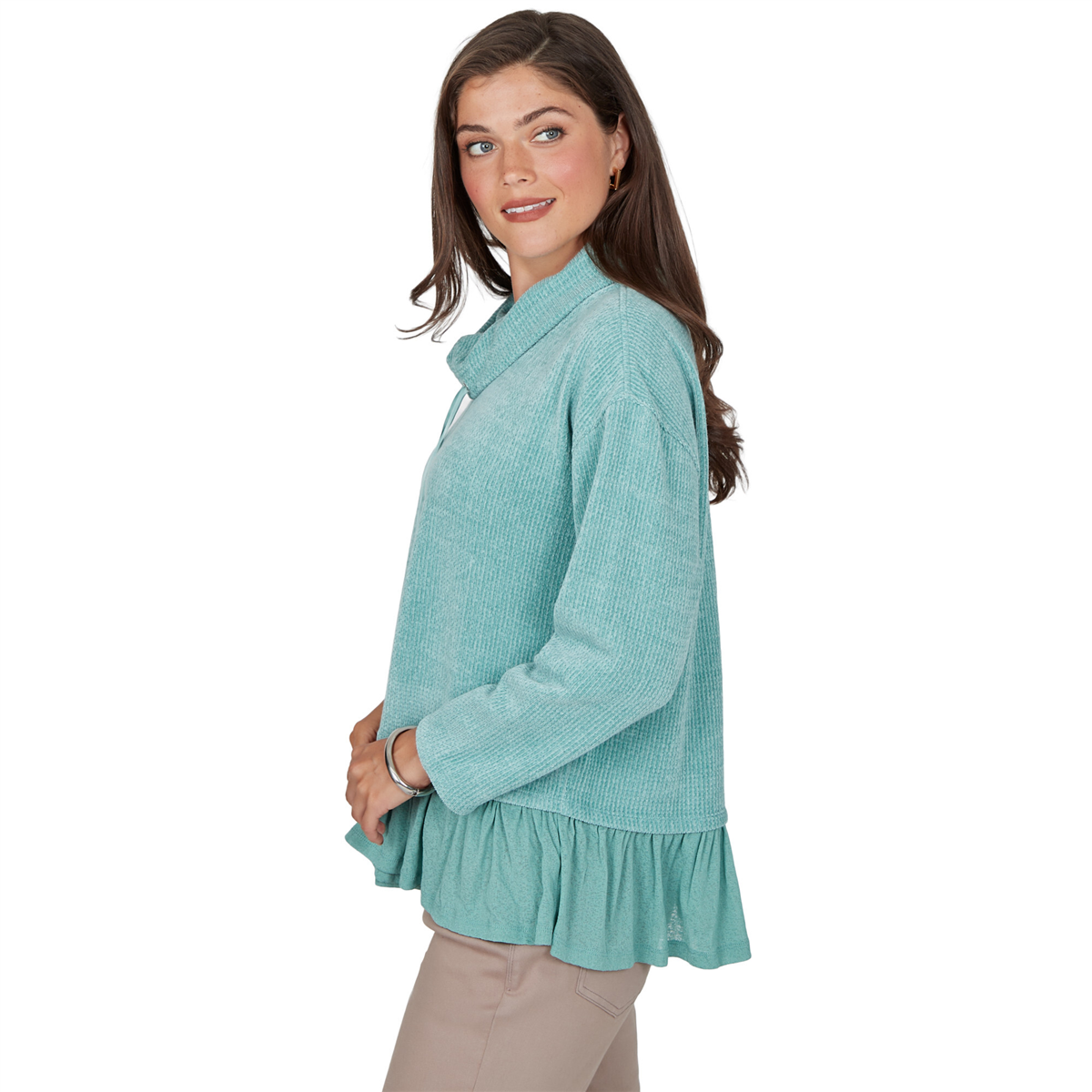 Womens Ruby Rd. Mythical Long Sleeve Drawstring Neck Sweater