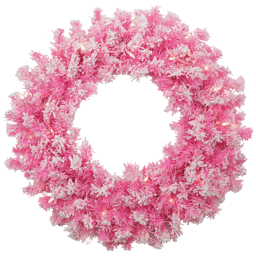 Northlight 24in. Pre-Lit Flocked Pink Pine Christmas Wreath