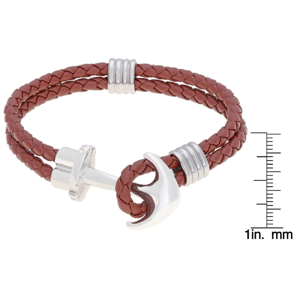 Mens Lynx Stainless Steel & Leather Bracelet