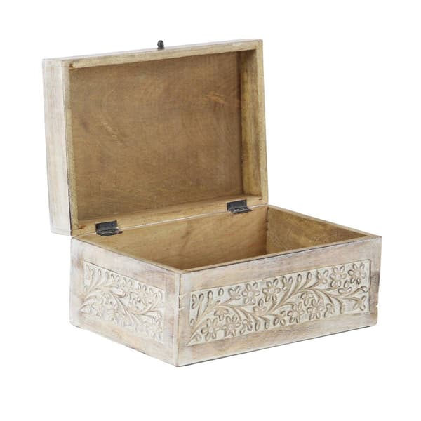 9th &amp; Pike® Carved Floral White Wood Storage Box - Set Of 3