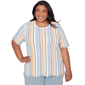 Plus Size Alfred Dunner Out Of The Blue Textured Fringe Stripe T - image 1