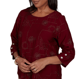 Womens Alfred Dunner Union 3/4 Sleeve Sparkle Soutache Blouse