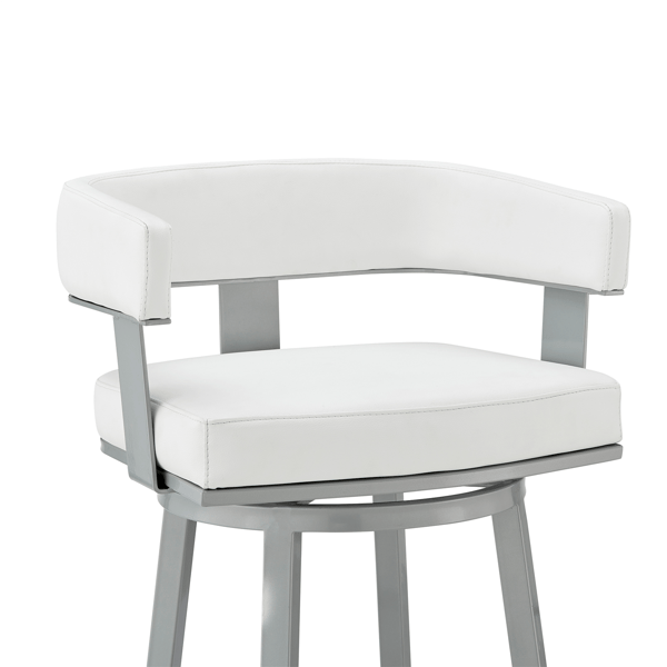 Armen Living Lorin 26in. White Faux Leather Swivel Barstool