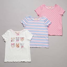 Girls (7-16) Bkind 3pk. Cat & Dog/Stripes/Dots Tees