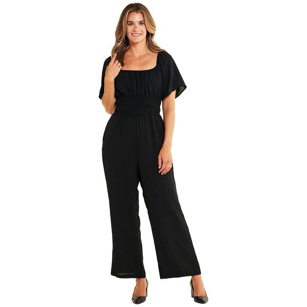 Womens Luxology Elbow Sleeve Smock Waist Jumpsuit - image 