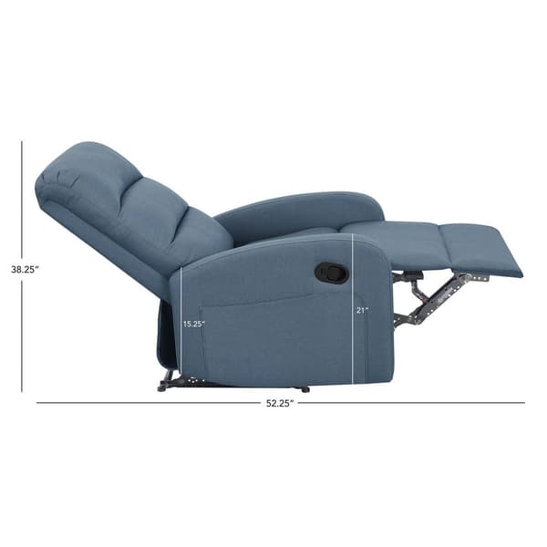 New Ridge Home Goods Charlotte Manual Upholstered Recliner - Blue