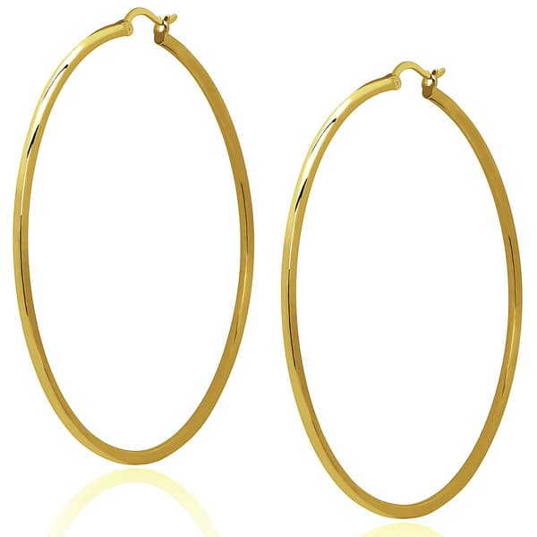 Gianni Argento 33mm Gold Thin Shiny Hoop Earrings - image 