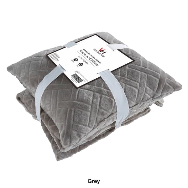 Videri Home Diamond Fringe Plush Throw & Pillow Gift Set