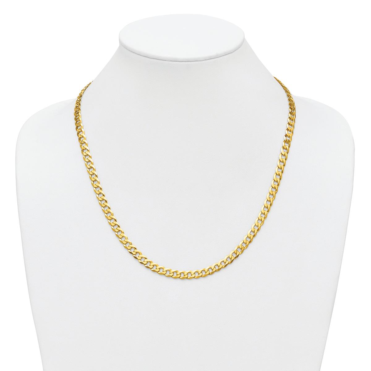 Gold Plated over Sterling Silver Beveled Curb Chain Necklace