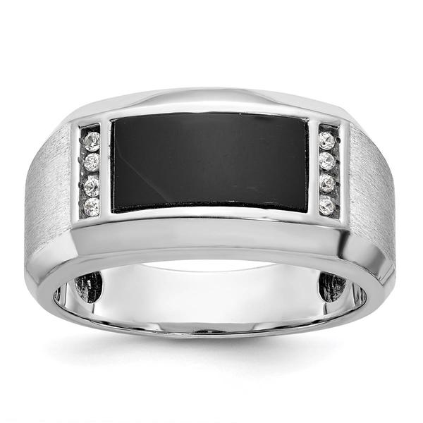 Mens Gentlemens Classics(tm) 14kt. White Gold Rectangle Onyx Ring - image 