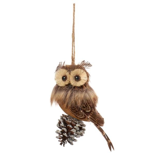 Owl on Pine Cone Ornament - image 