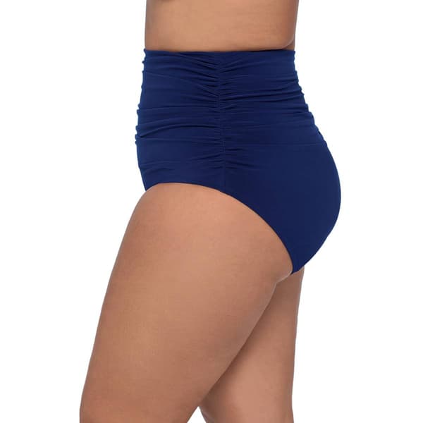 Plus Size TrimShaper Solid High Waist Shirred Swim Bottoms