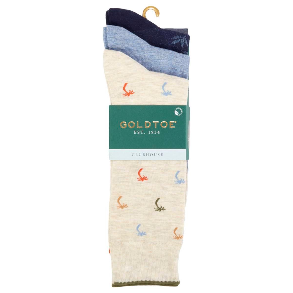 Mens Gold Toe® Clubhouse 3pk. Crew Dress Socks - Tan/Blue