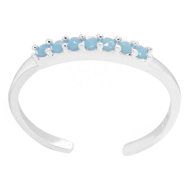 Barefootsies Turquoise Crystal Beaded Row Adjustable Toe Ring - image 