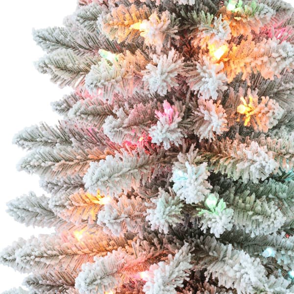 Puleo International 3ft. Pre-Lit Flocked Christmas Fir Tree