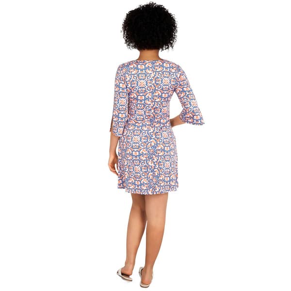 Petite Ruby Rd. Elbow Sleeve Floral Ornate Shift Dress