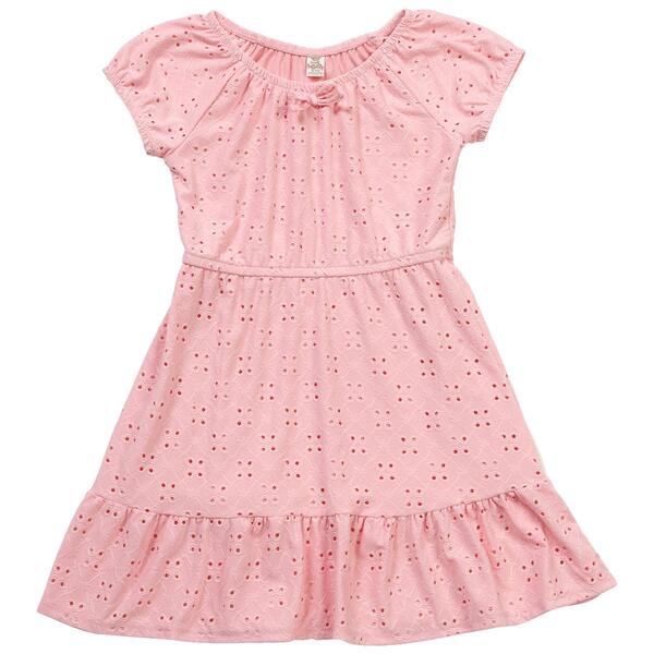 Girls &#40;7-16&#41; Sweet Butterfly Solid Eyelet Dress - image 