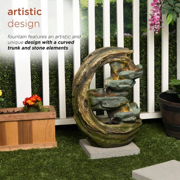 Alpine Curved Trunk &amp; Stone Fountain