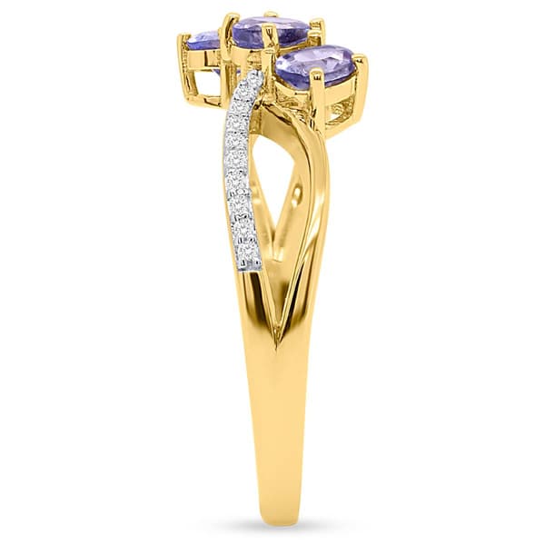 Gemstone Classics™ Oval Shape Tanzanite/White Topaz 3-Stone Ring