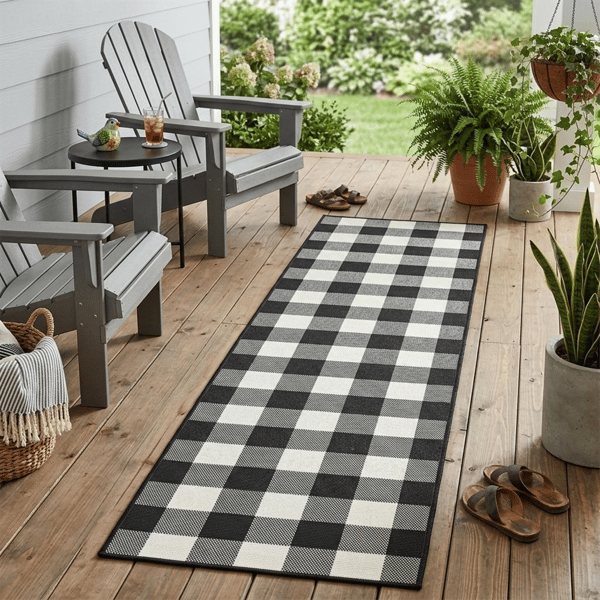 HomeRoots Black & Ivory Indoor Outdoor Runner Rug - image 