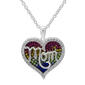 Brass Silver-Plated Crystal 18in. Mom Pendant Necklace - image 1