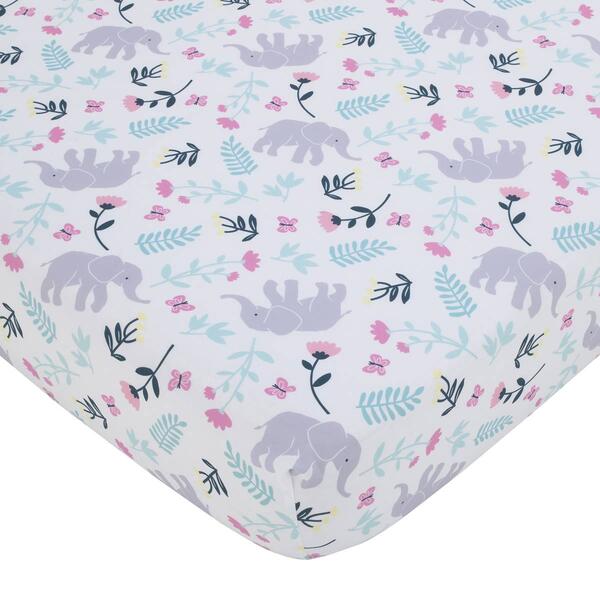 Carters&#40;R&#41; Floral Elephant Super Soft Fitted Crib Sheet - image 