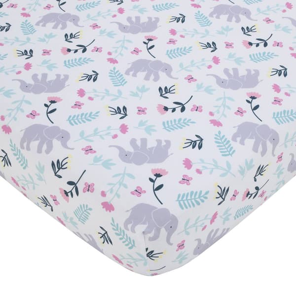 Carters(R) Floral Elephant Super Soft Fitted Crib Sheet