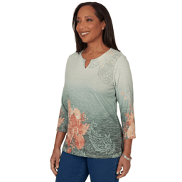 Womens Alfred Dunner Classics 3/4 Sleeve Pumpkin Patch Blouse
