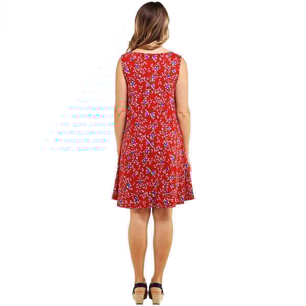 Womens Nina Leonard Sleeveless Floral Fit & Flare Dress w/Pockets