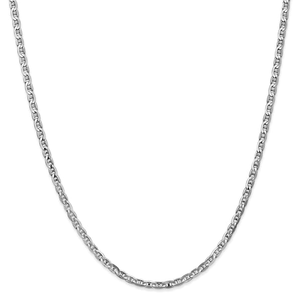 Mens Gold Classics&#8482; 3mm. White Gold Concave Anchor Chain Bracelet