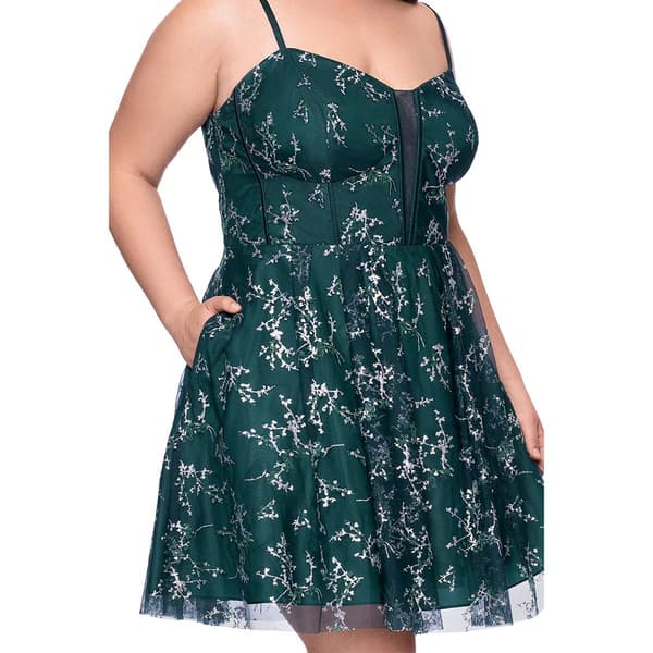 Juniors Plus Blondie Nites Charlie Embroidered Tulle Skater Dress