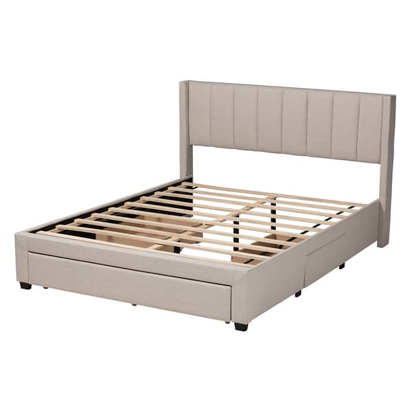 Baxton Studio Coronado Beige 3-Drawer Storage Platform Bed