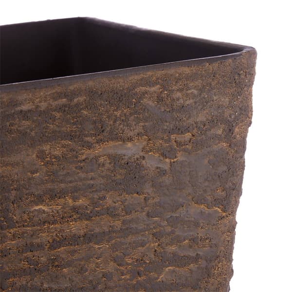 Alpine 17in. Brown Stone-Look Squared Planters - Set of 2