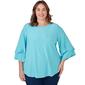 Plus Size Ruby Rd. By The Sea 3/4 Flutter Sleeve Swiss Dot Blouse - image 1