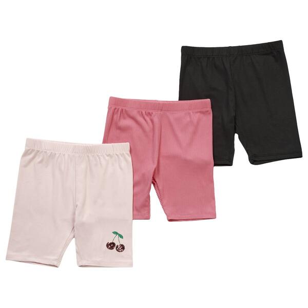 Girls &#40;4-6x&#41; BTween&#40;R&#41; 3pk. Sequin Cherry & Solid Yummy Bike Shorts - image 