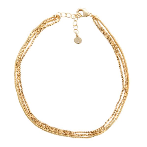 Barefootsies Gold Over Brass Multi-Chain Anklet - image 