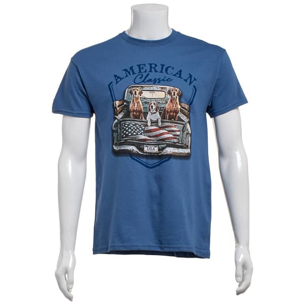 Mens Home of the Brave USA Dog Trio Graphic Tee - image 