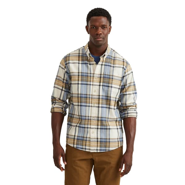 Mens Eddie Bauer Long Sleeve Flannel Shirt - Cream Heather