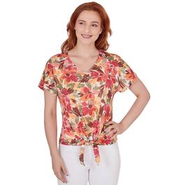 Womens Hearts of Palm A Touch of Tropical Floral Blouse