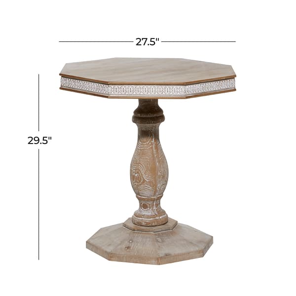 9th & Pike&#174; Octagon Wood Carved Table