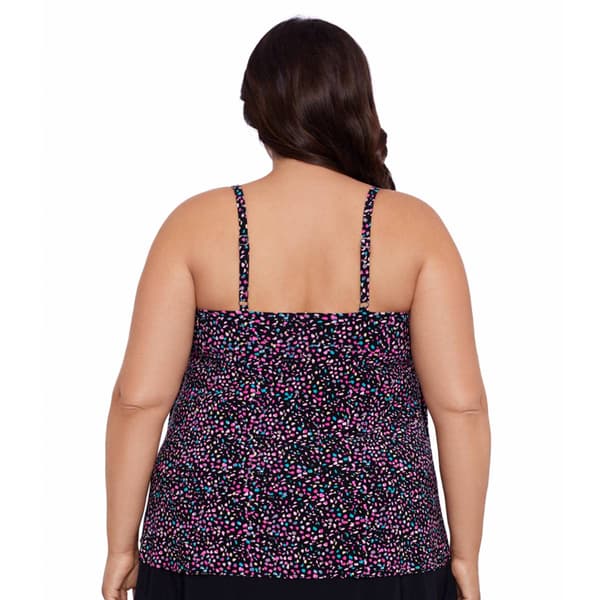 Plus Size American Beach Native Stone Flounce Tankini Swim Top
