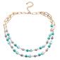 Ashley Cooper&#40;tm&#41; 2-Row Gold-Tone & Teal Beaded Necklace - image 1