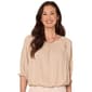 Womens Democracy Elbow Sleeve Bubble Hem Embroidered Blouse - image 1