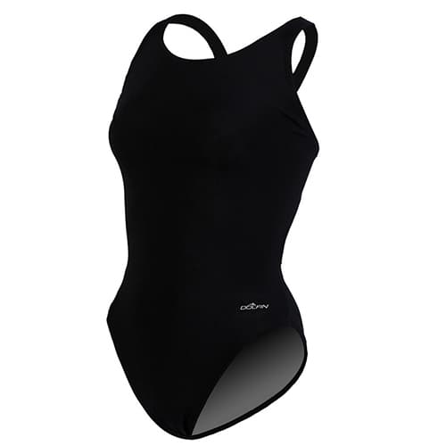 Womens Dolfin® Team Solid HP Back One Piece Swimsuit - Black