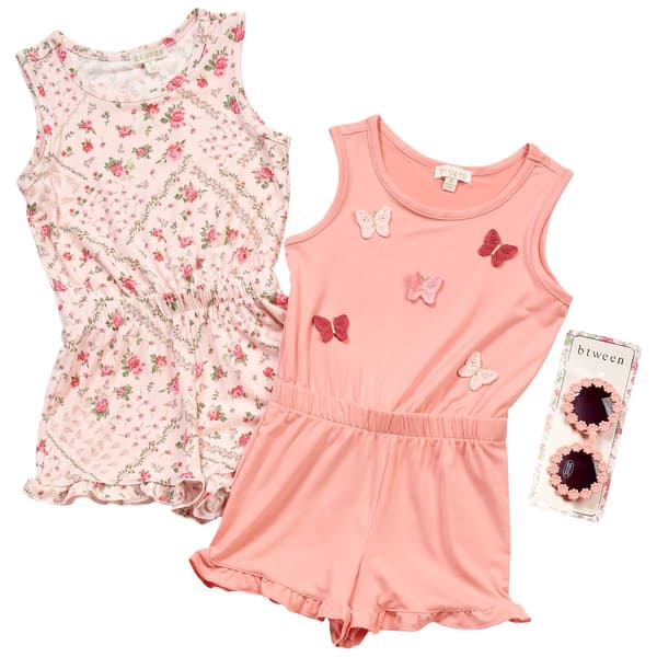 Girls (4-6x) BTween(R) 2pk. Floral & Butterfly Rompers